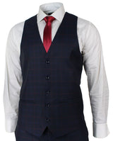 Men's Navy Blue Check 3 Piece Suit