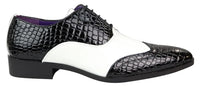 Mens Faux Croc Skin Black & White Shoes