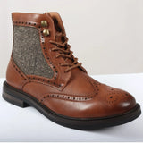 Men's Lace Up Brogue Tan Brown Ankle Boots