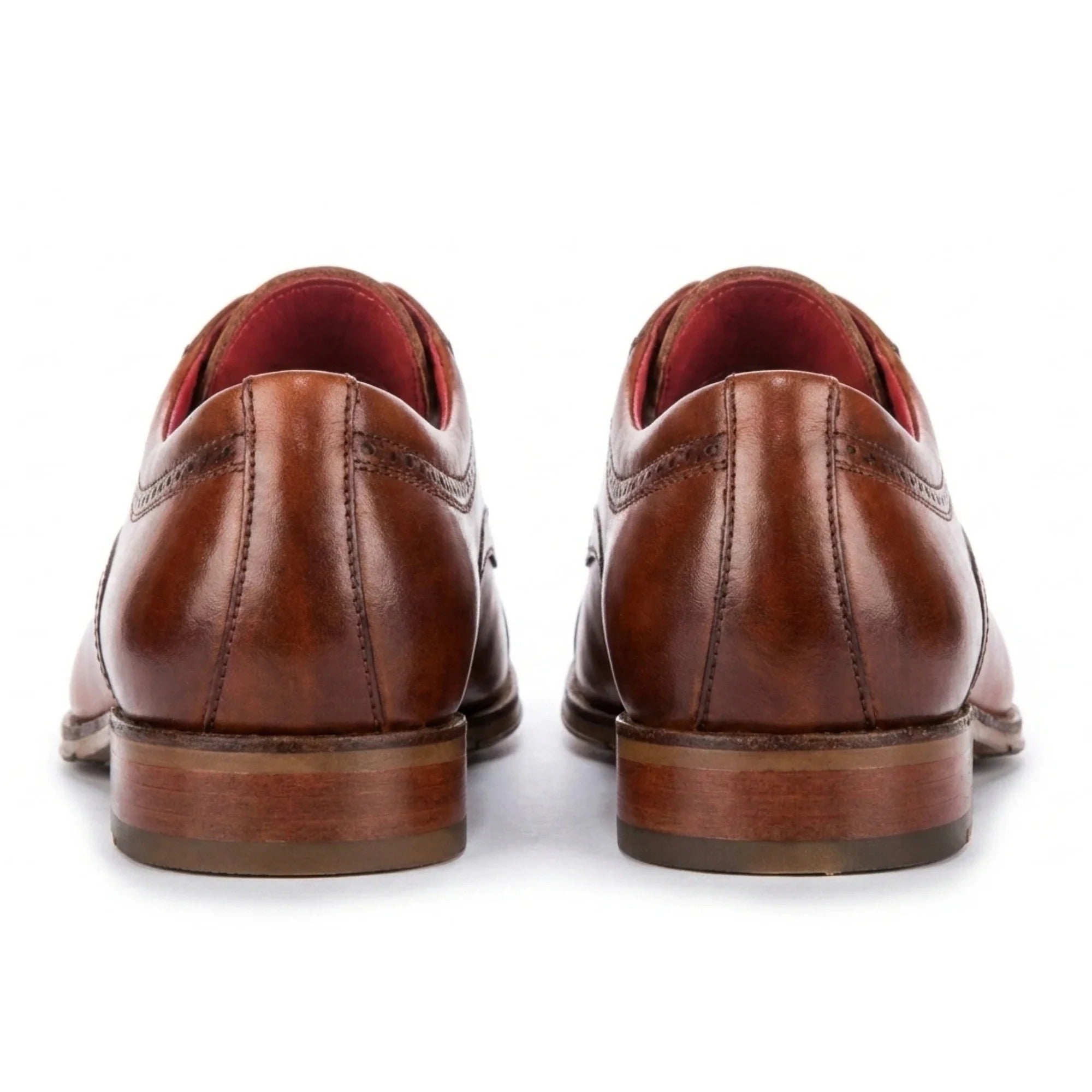 Everett - Herren-Derbyschuhe aus braunem, poliertem Leder mit Kappe