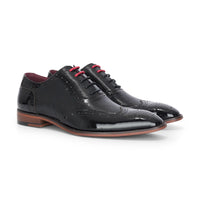 Flynn - Schwarze Herren-Brogue-Schuhe aus Lackleder