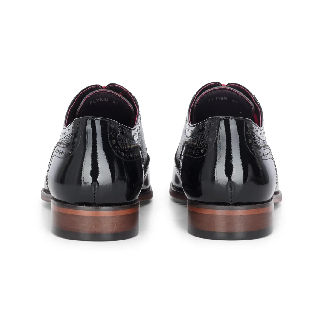 Flynn - Schwarze Herren-Brogue-Schuhe aus Lackleder