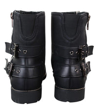 Mens Zip Biker Motorcycle Boots Punk Rock Ankle Belted Buckle Casual