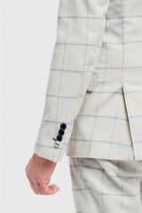 Gabriel - Men's Grey 2 Piece Linen Checked Suit