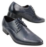 Mens Blue Black Cream Beige Leather Italian Design Shoes Pointed Laced Smart