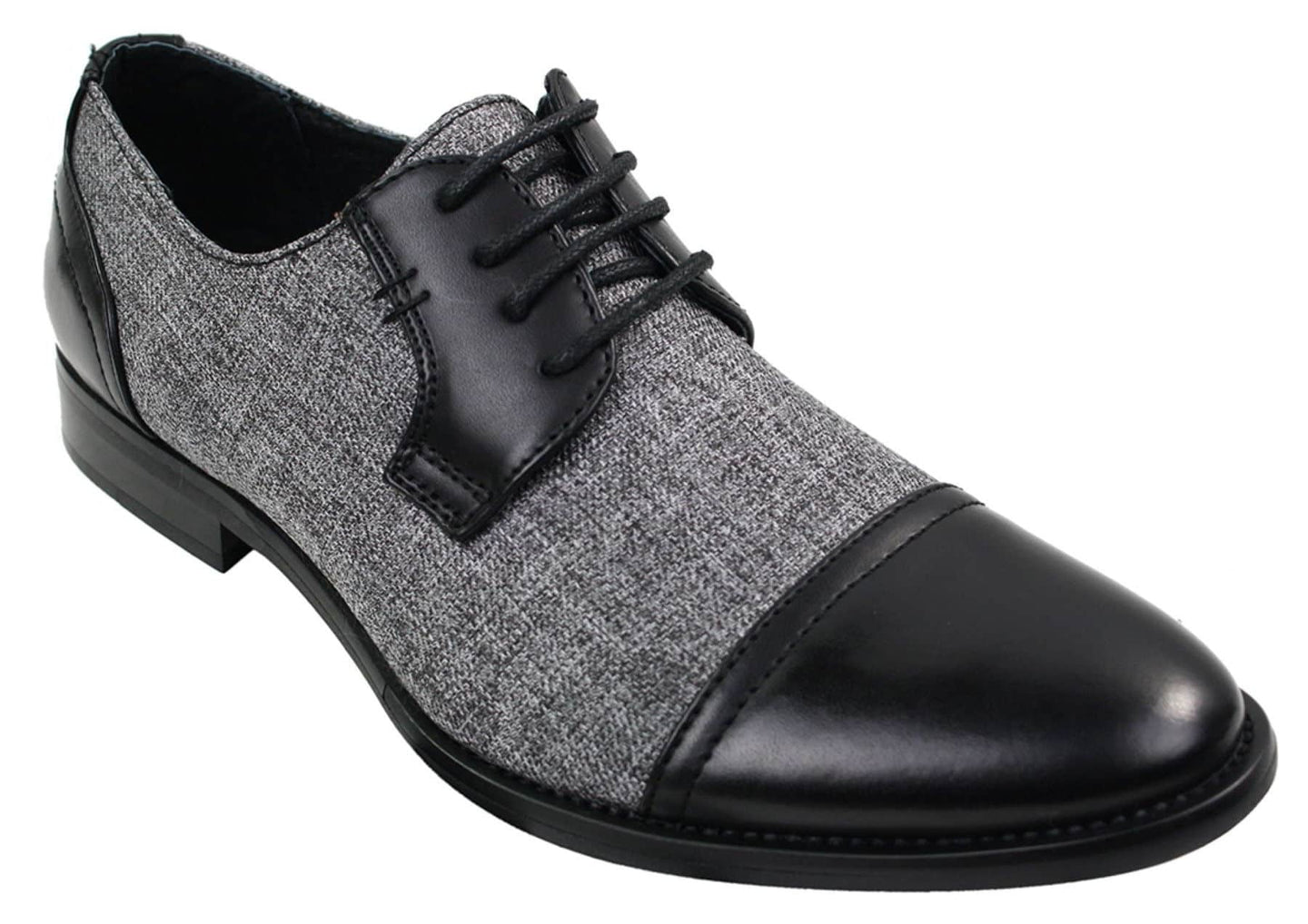Mens Smart Casual Laced Tweed & Leather Laced Shoes Vintage Retro