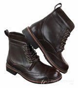 Galax GLX3521 Mens Brown Black Brogues Ankle Boots Leather Suede Laced Cowboy Smart Casual