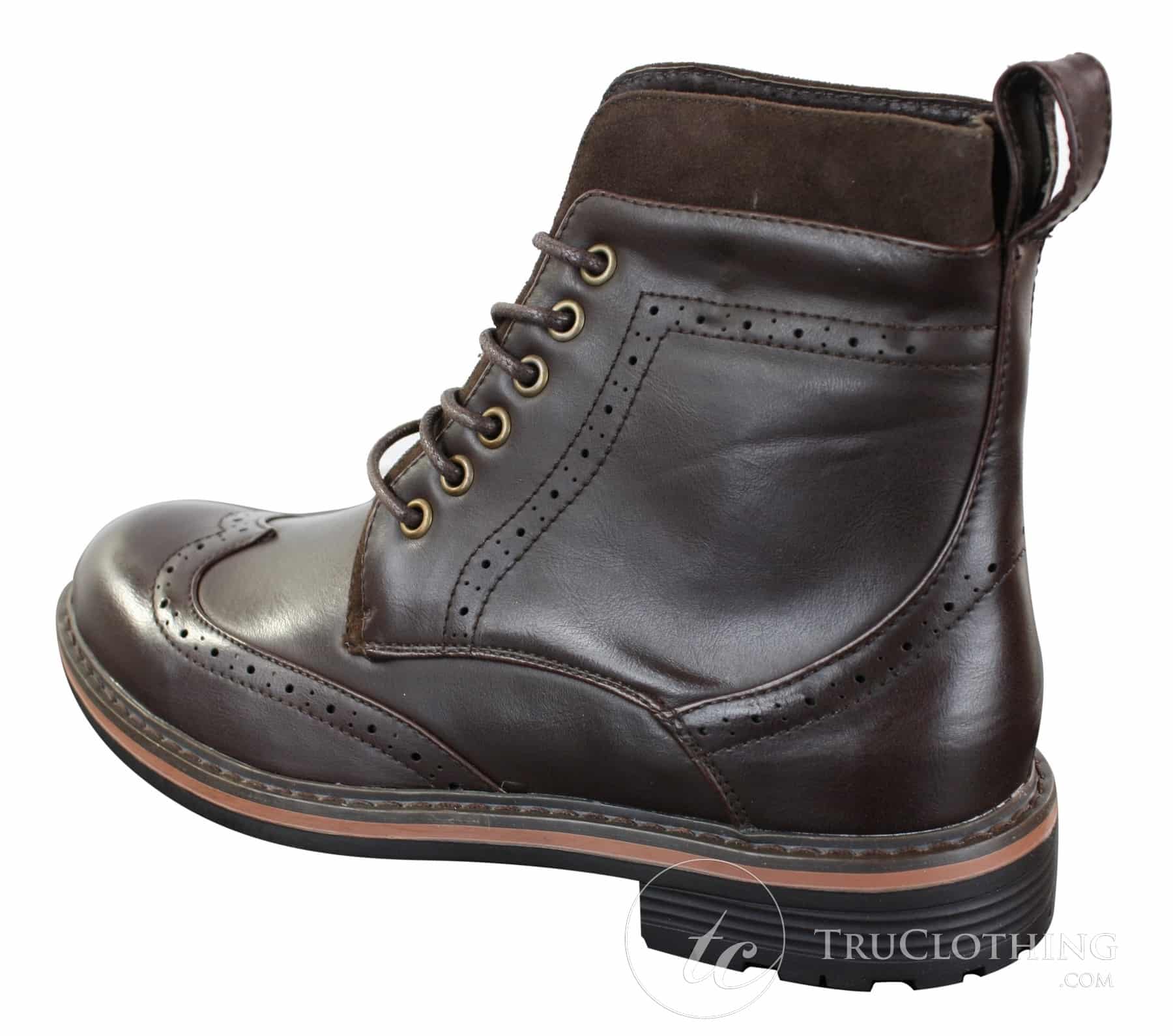 Galax GLX3521 Mens Brown Black Brogues Ankle Boots Leather Suede Laced Cowboy Smart Casual