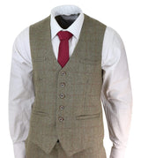 Mens Tweed Olive Green Check Suit