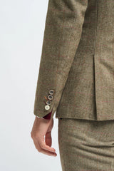 Herrenanzug aus olivgrünem Tweed mit Karomuster