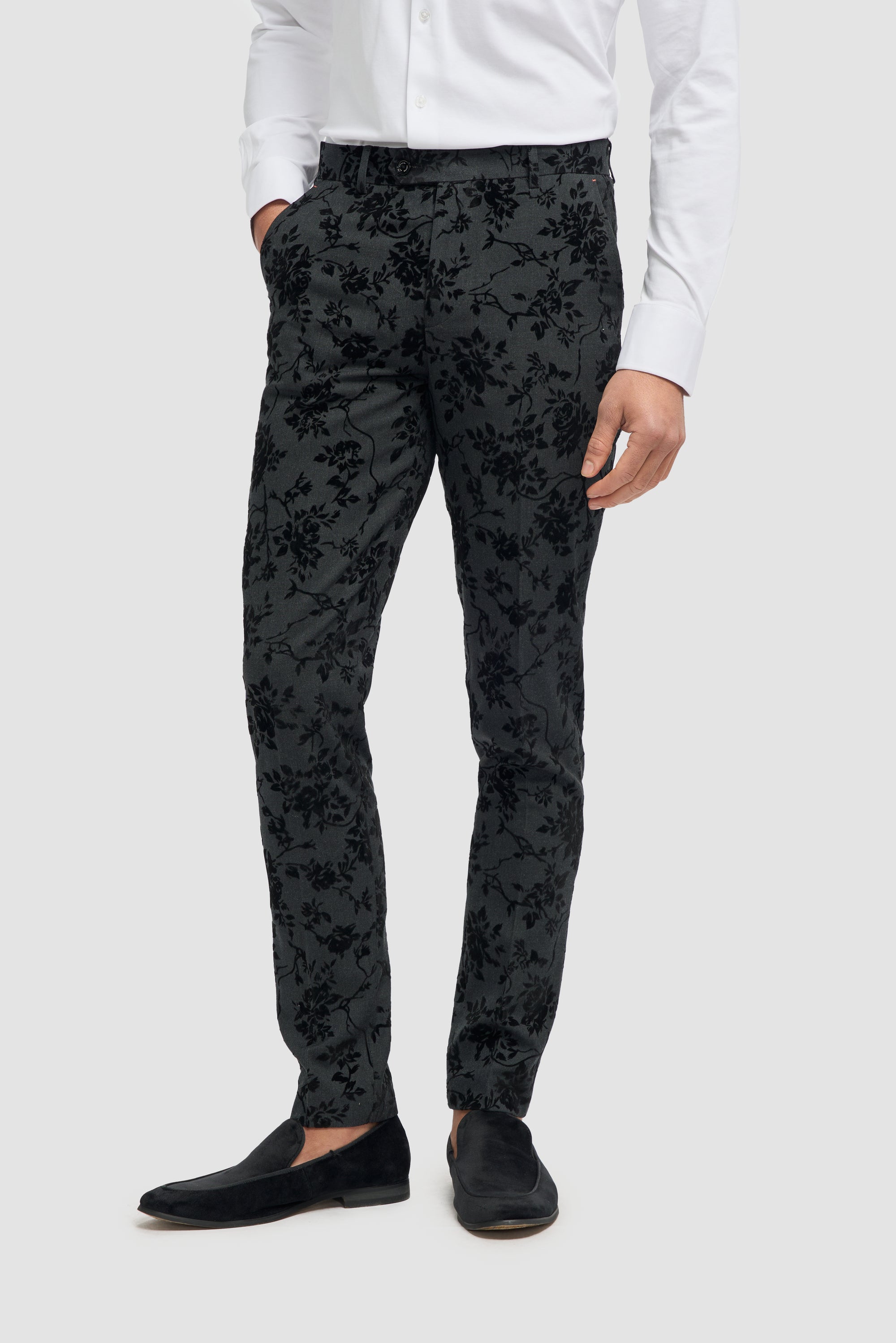 Georgi – Schwarze Hose mit Blumenmuster für Herren
