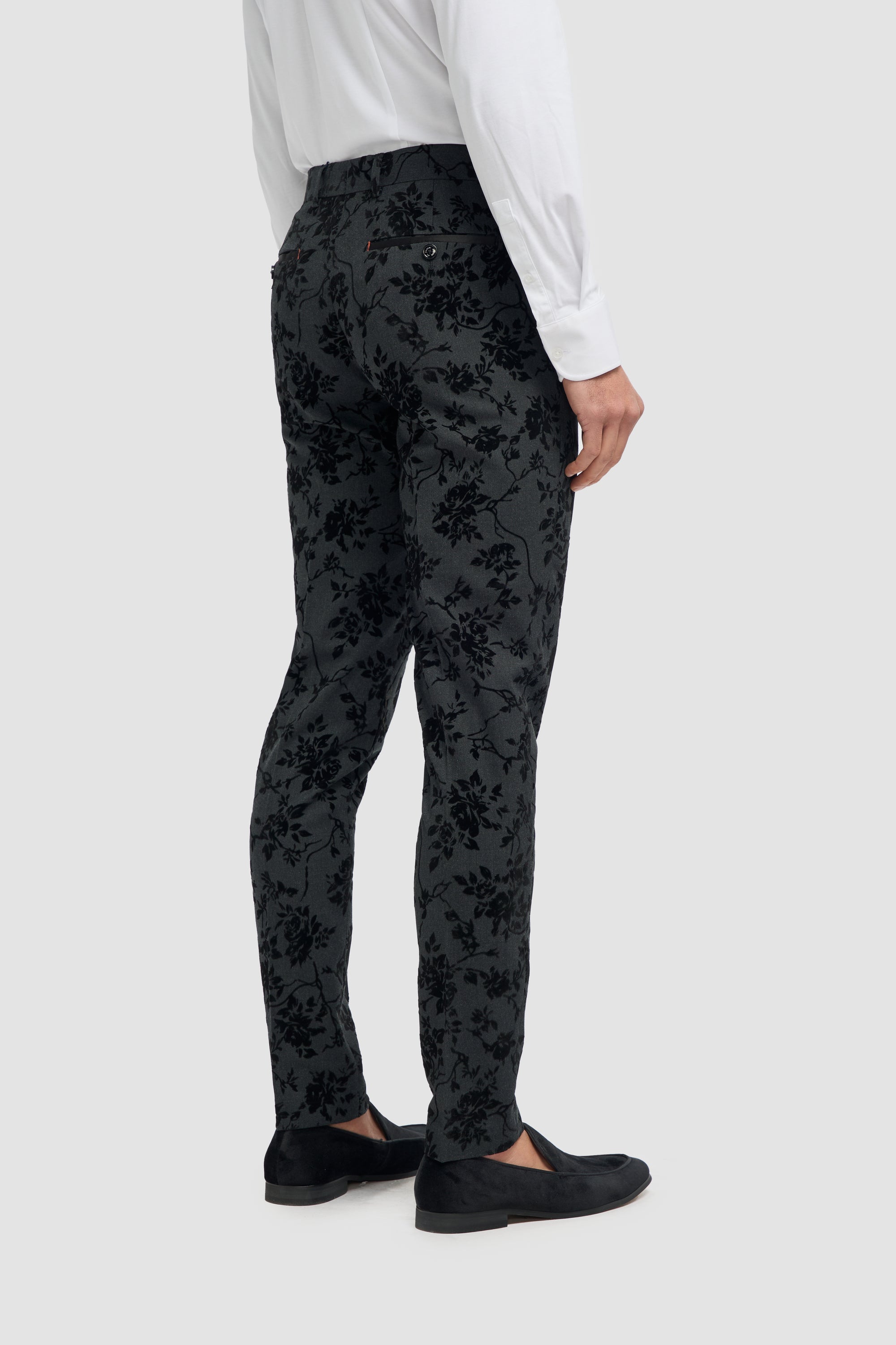 Georgi – Schwarze Hose mit Blumenmuster für Herren