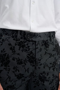 Schwarzer 3-teiliger Paisley-Samtanzug für Herren