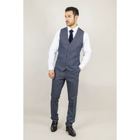 Gisborne - Men's Navy Checked Waistcoat