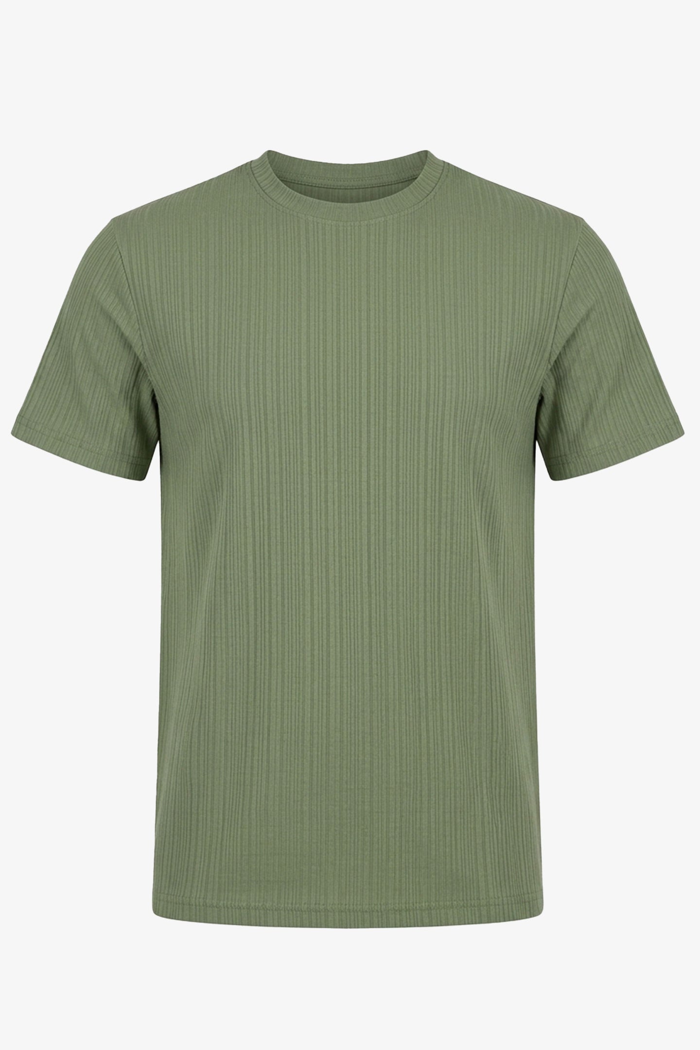 Grünes, geripptes klassisches T-Shirt für Herren