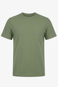 Grünes, geripptes klassisches T-Shirt für Herren