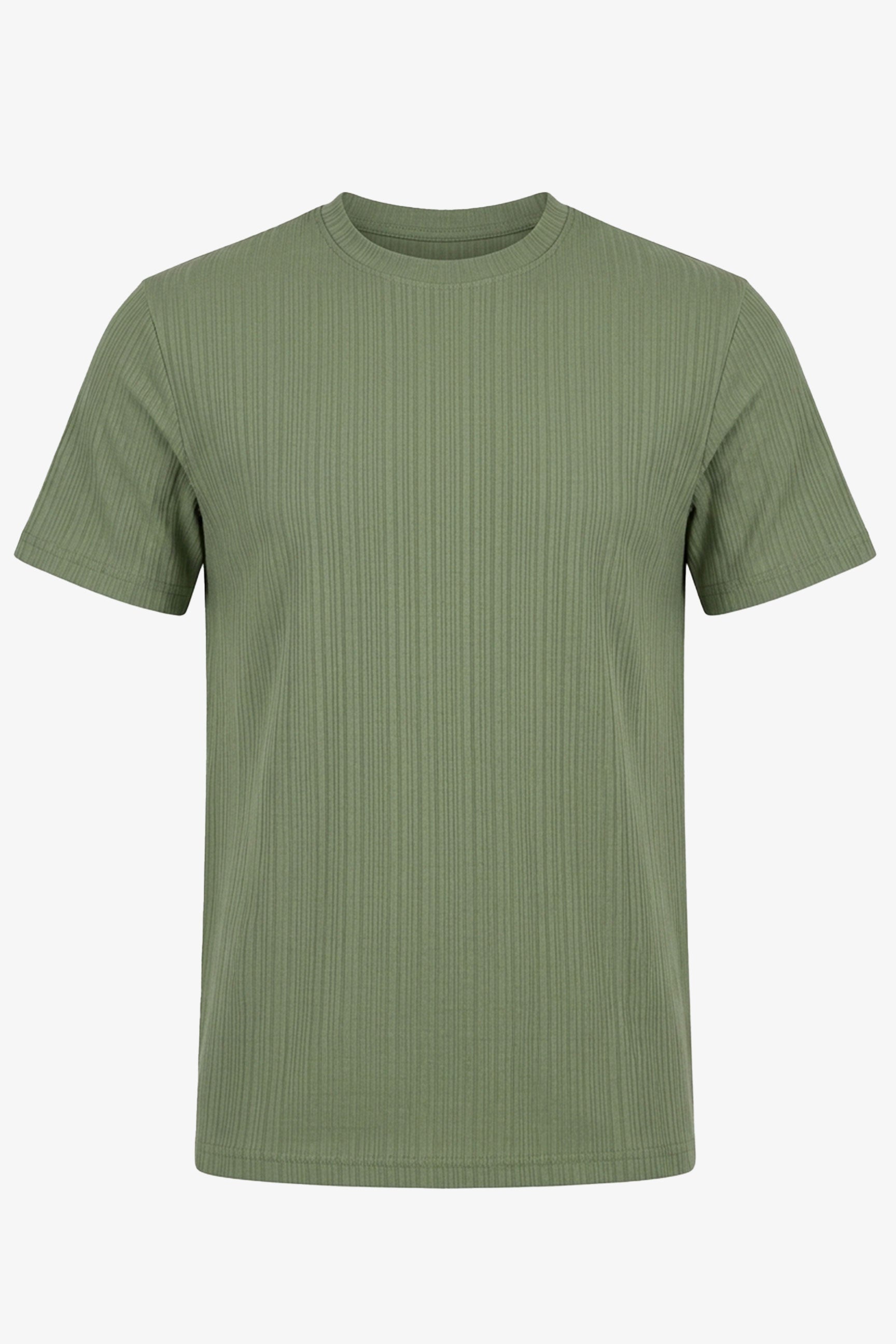 Grünes, geripptes klassisches T-Shirt für Herren