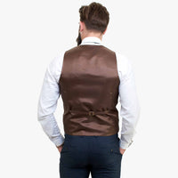 Happy Gentleman GRAZIE Navy Blue Wool 3 Piece Suit with a Contrasting Brown Waistcoat