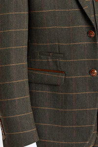 Harris - Grüner Tweed-Blazer mit Fischgrätmuster