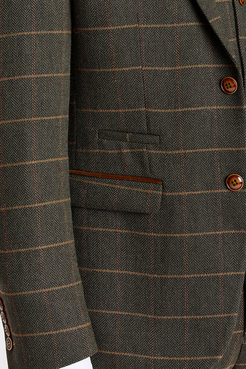 Harris - Grüner Tweed-Blazer mit Fischgrätmuster