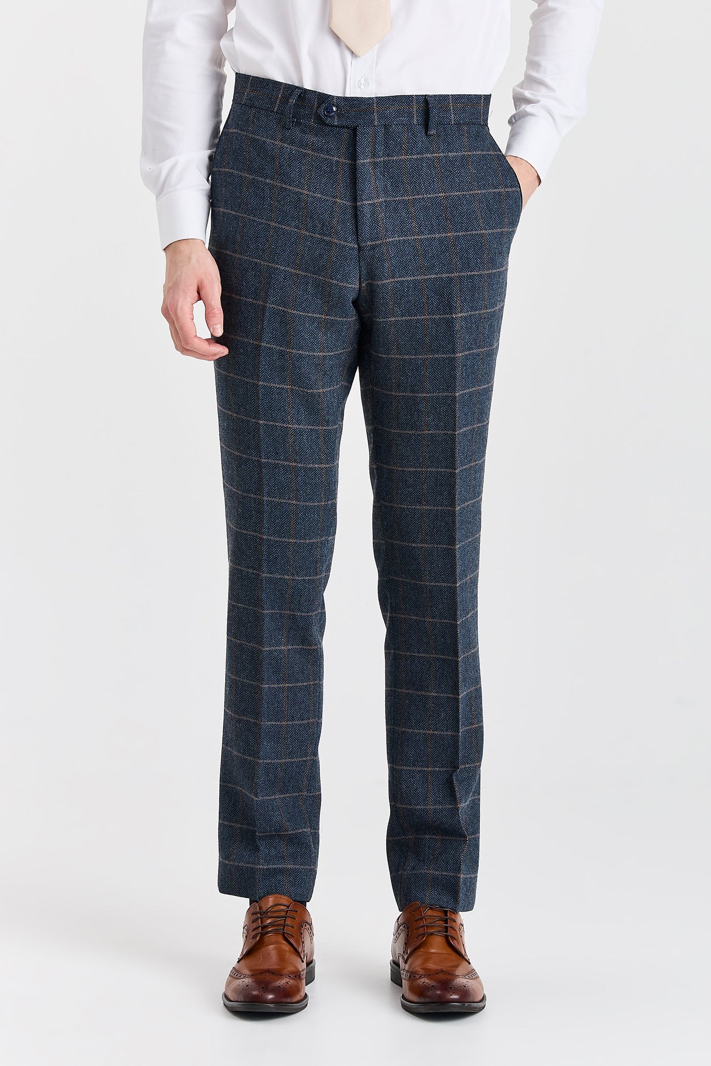 Harris - Herrenhose aus marineblauem Tweed-Wollmischgewebe
