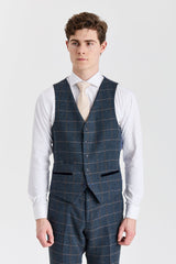 Harris - Herrenweste aus marineblauem Tweed-Wollmischgewebe