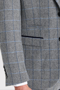 Harris - Grauer Tweed-Blazer mit Fischgrätmuster für Herren