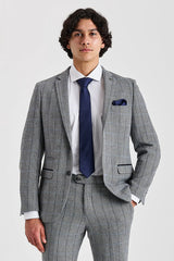 Harris - Grauer Tweed-Blazer mit Fischgrätmuster für Herren