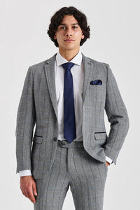 Harris - Grauer Tweed-Blazer mit Fischgrätmuster für Herren