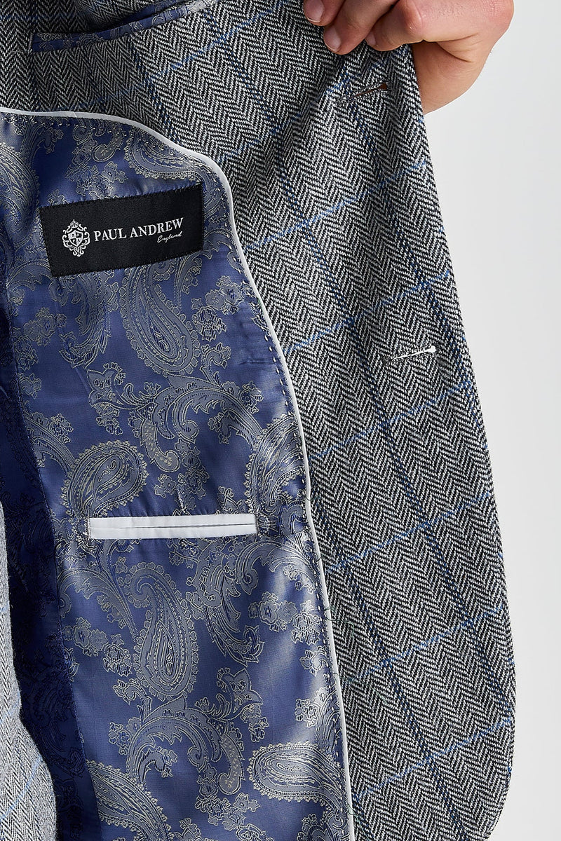 Harris - Grauer Tweed-Blazer mit Fischgrätmuster für Herren