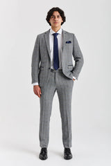 Harris - Grauer Tweed-Blazer mit Fischgrätmuster für Herren