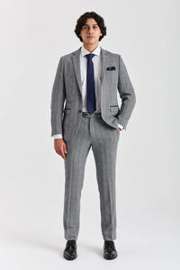 Harris - Grauer Tweed-Blazer mit Fischgrätmuster für Herren