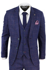 Blue 3 Piece Tweed Suit - Marc Darcy Harry