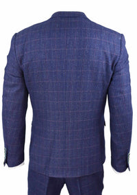 Mens Blue Purple Check 3 Piece Suit