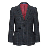 Boys Grey Black 3 Piece Tweed Suit Herringbone Wine Vintage Retro