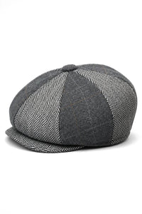 HT6325 - Herren-Newsboy-Mütze mit Fischgrätenmuster und 8 Paneelen aus Tweed-Mix