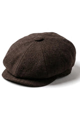 HT6363 - Herren Vintage Tweed Newsboy Peaky Blinders Cap - Braun/Wein
