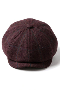 HT6363 - Herren Vintage Tweed Newsboy Peaky Blinders Cap - Braun/Wein