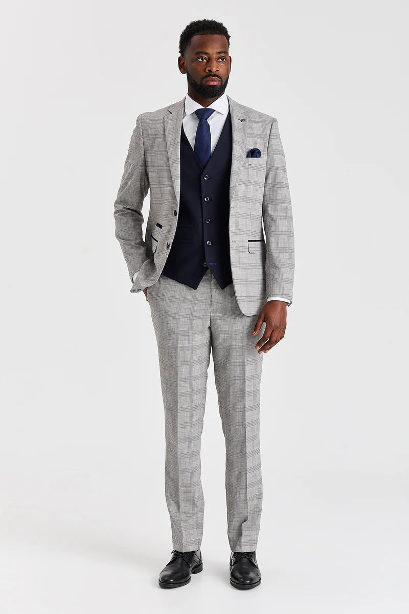 Hugo Grey Anzug mit Parker Navy Kontrastweste