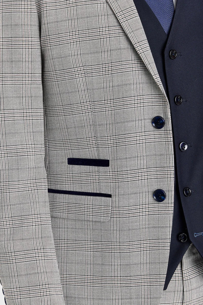 Hugo Grey Anzug mit Parker Navy Kontrastweste