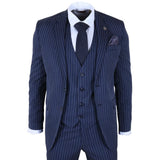 IM43 – Dreiteiliger Herrenanzug im Shelby-Stil mit Nadelstreifen, marineblau