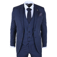 IM43 – Dreiteiliger Herrenanzug im Shelby-Stil mit Nadelstreifen, marineblau