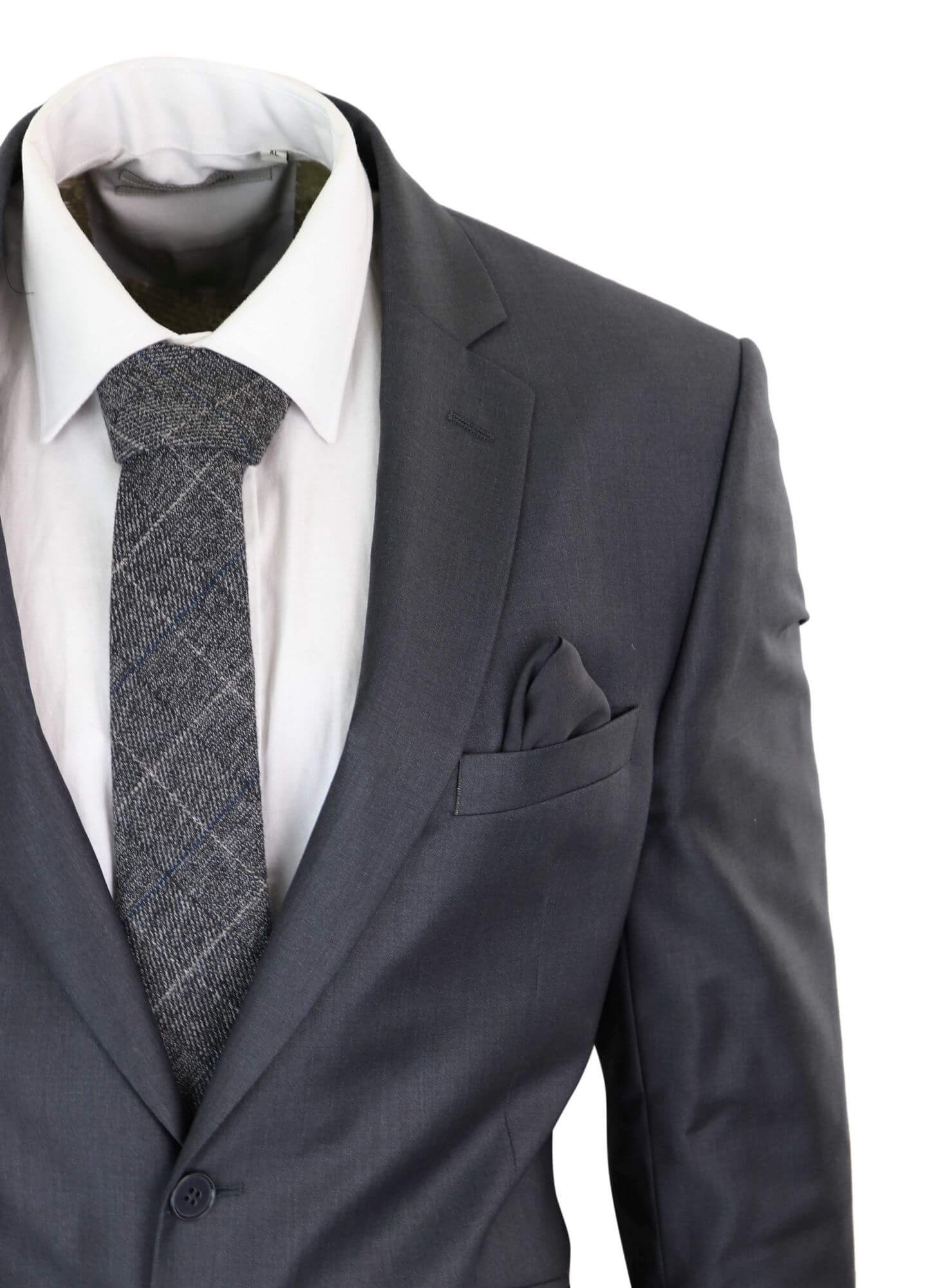 Mens Grey Wool Formal Suit