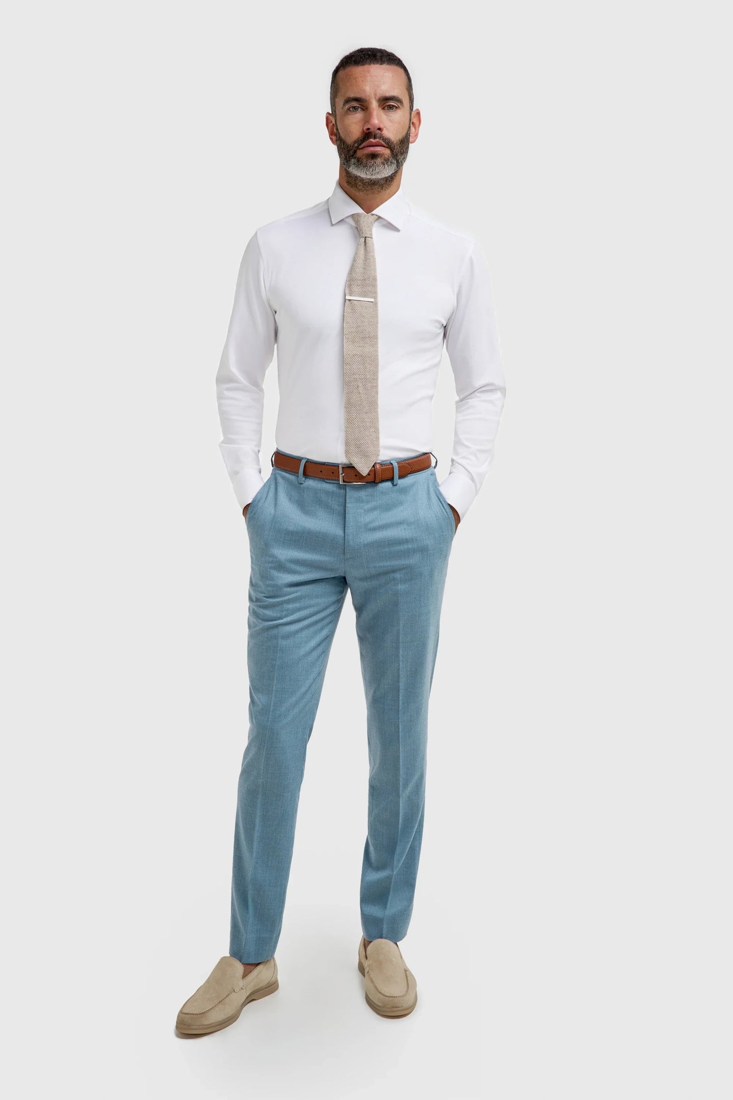 James - Herren hellblaue strukturierte Hose