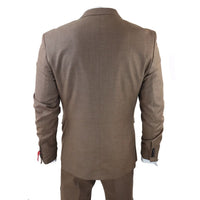 James Men's 3-Piece Plain Brown Suit with Classic Fit