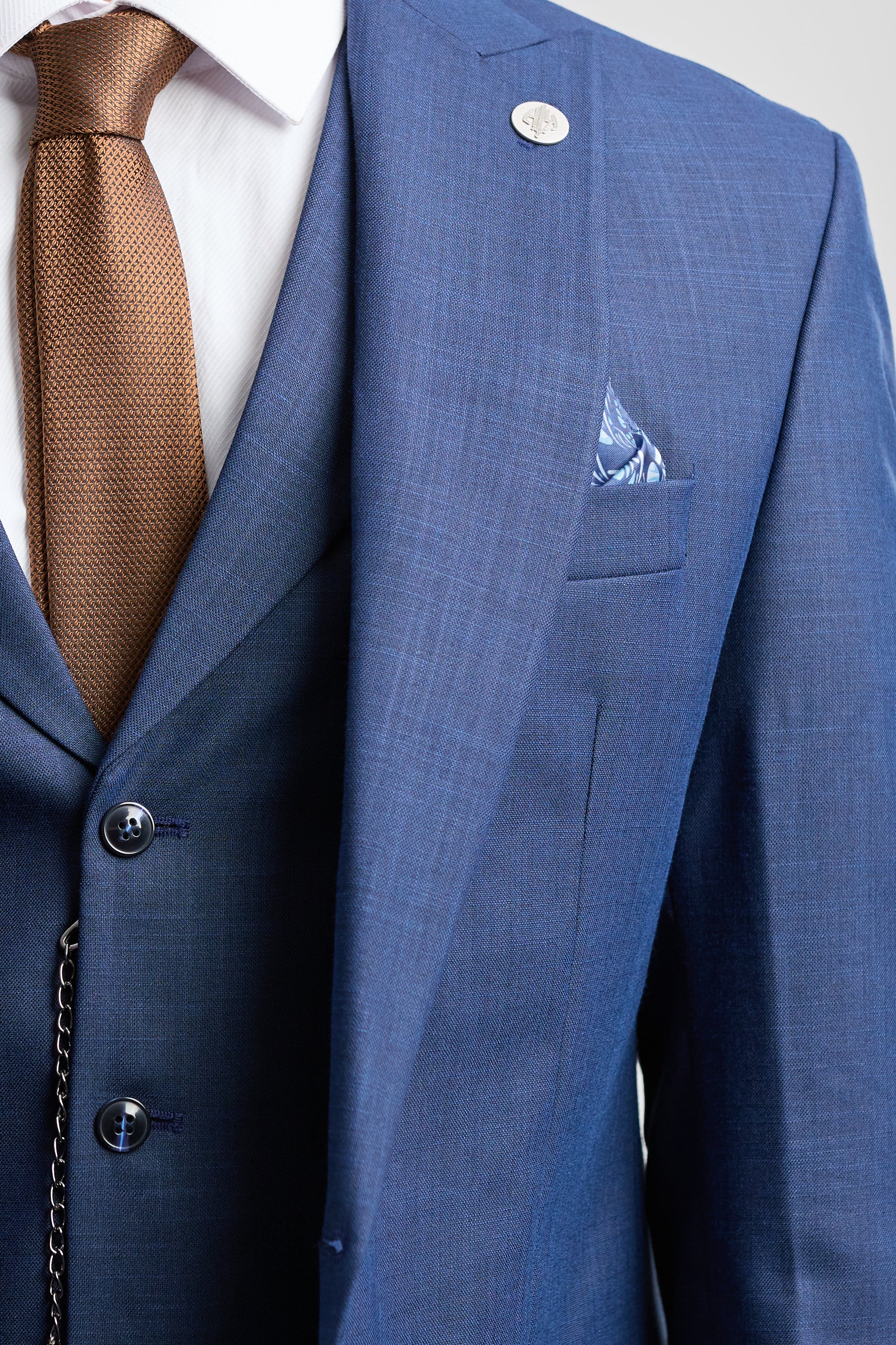 James Herrenanzug, 3-teilig, marineblau, maßgeschneiderte Passform