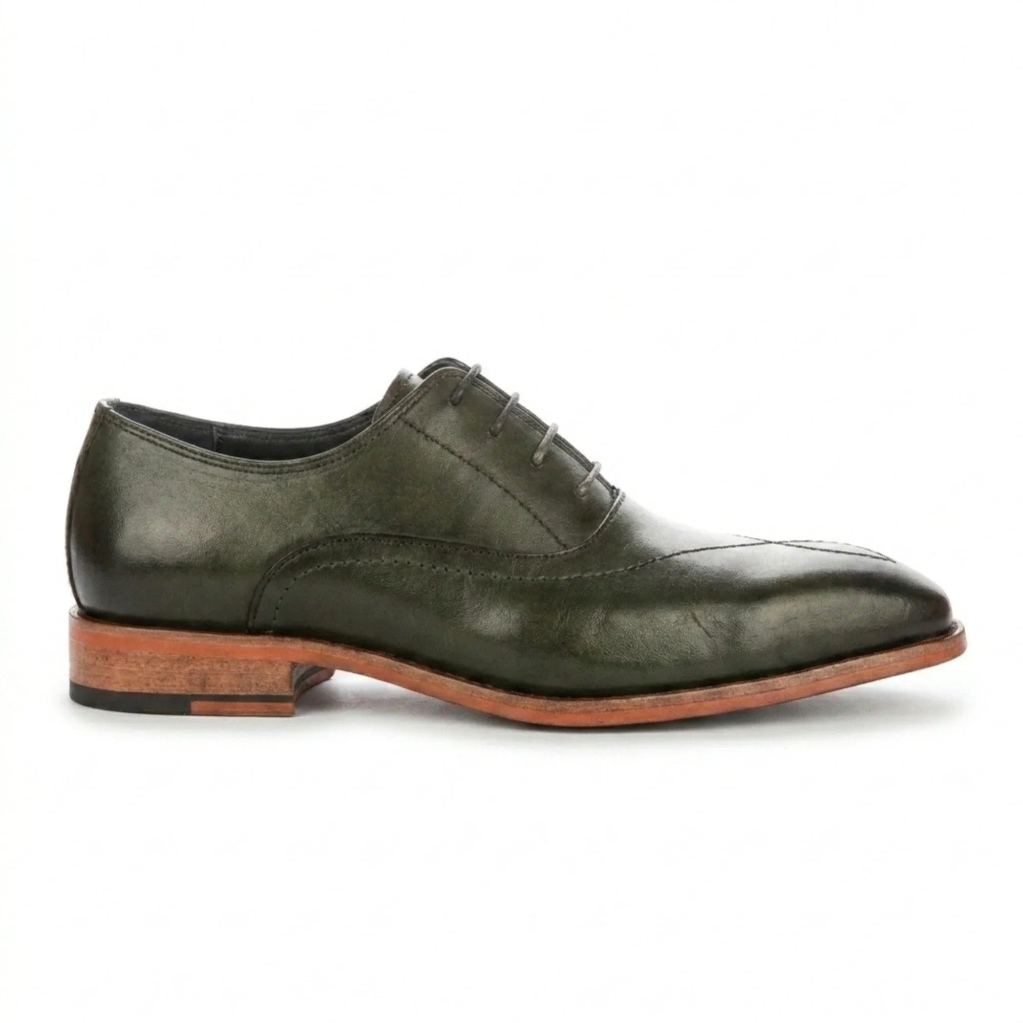 Jett - Herren-Oxfordschuhe in Dunkelgrün mit Kreuzstich-Zehenkappe
