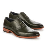 Jett - Herren-Oxfordschuhe in Dunkelgrün mit Kreuzstich-Zehenkappe