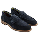 Mens Real Full Suede Slip On Loafers Boat Shoes Navy Smart Casual Classic Comfort Fit