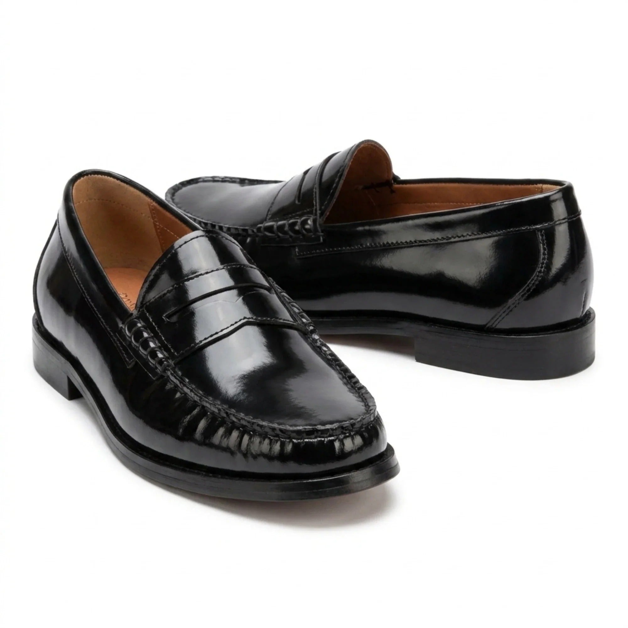 Joseph - Schwarze Herren-Penny-Slipper mit Hochglanzpolitur